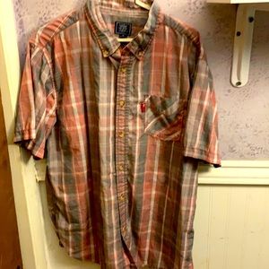 Black Jack Short Sleeve Red, White, & Grey Casual Button Up